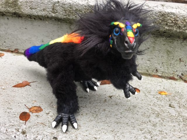 Rainbow Tyrannosaur Posable Art Doll