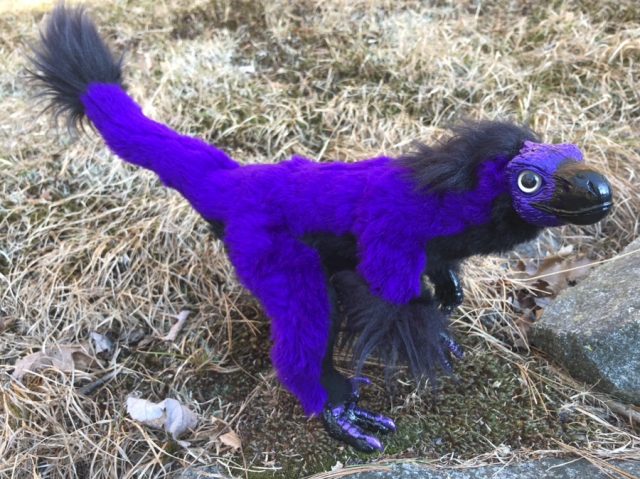 Purple Velociraptor Posable Art Doll