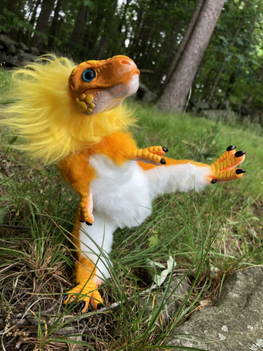 Yellow Baby Dinosaur Art Doll Poseable